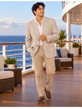 Linen Lites Men’s 44-2 Light Beige Linen Blend Sport Coat Two Button Classic Fit